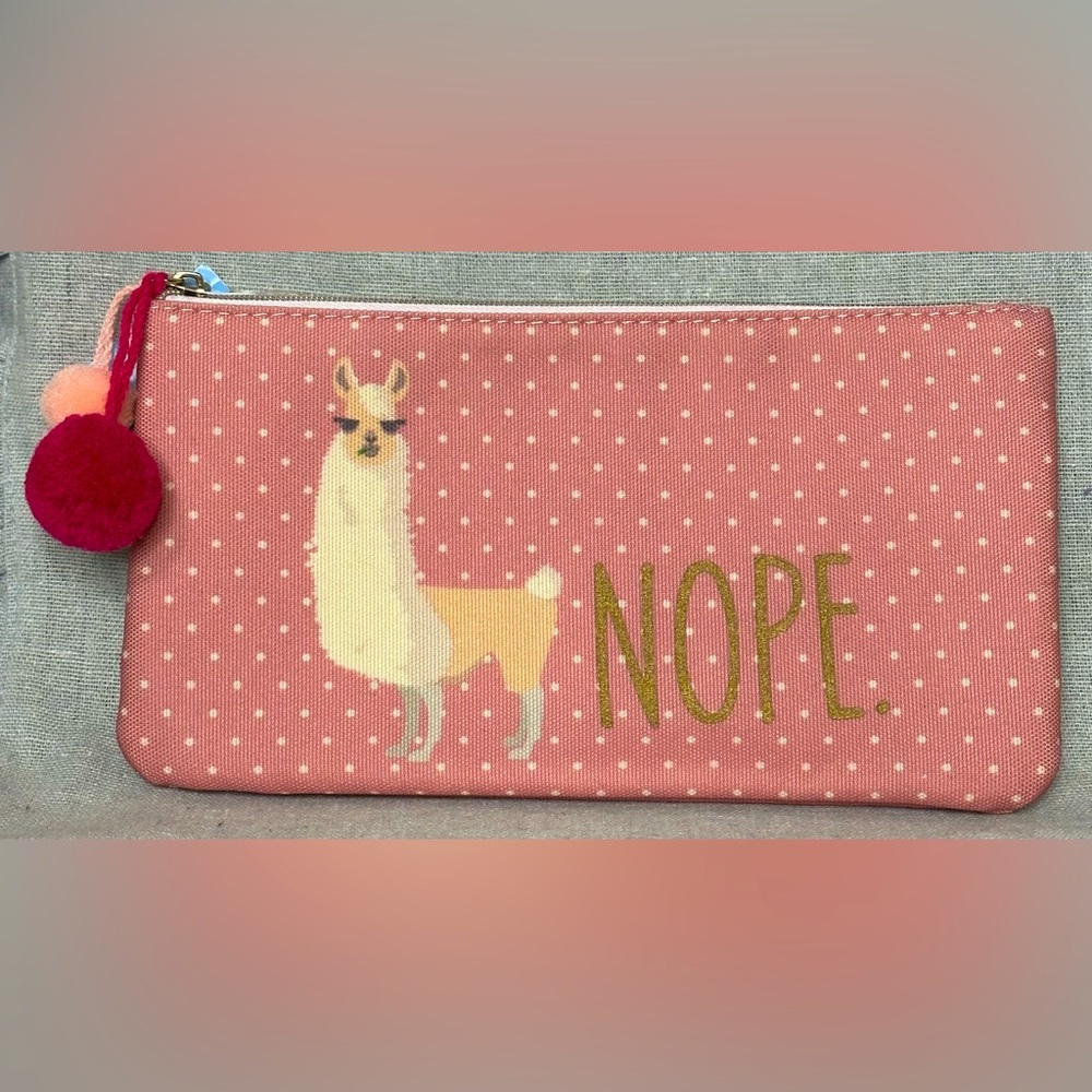 Nope. Llama accessory bag NWT 8.5" x 4.5"